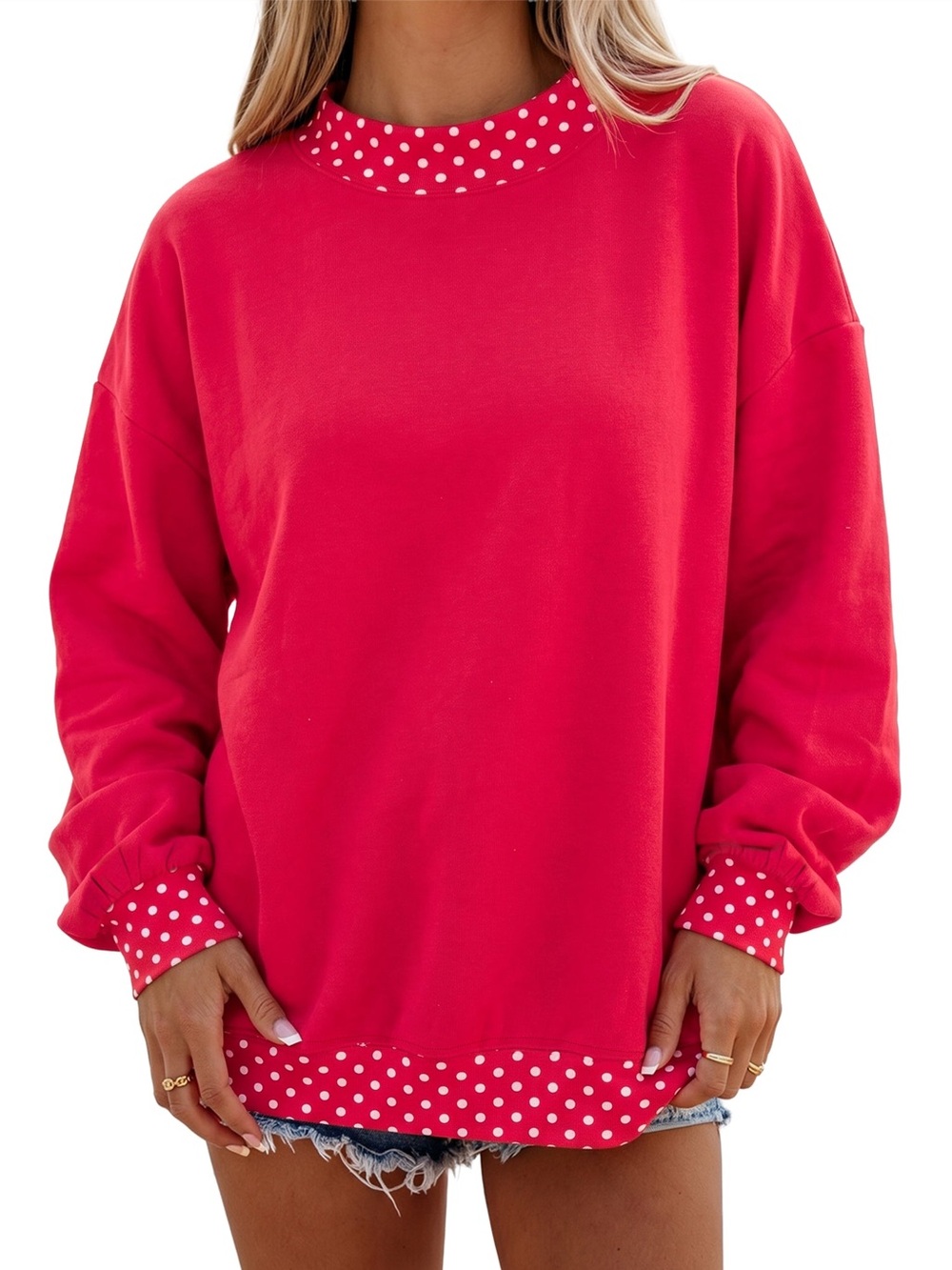 Red Polka Dot Mockneck